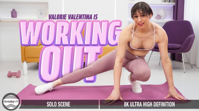Valorie Valentina works out in a gym setting during this non-POV GroobyVR adult video featuring anal content and 60 FPS quality.