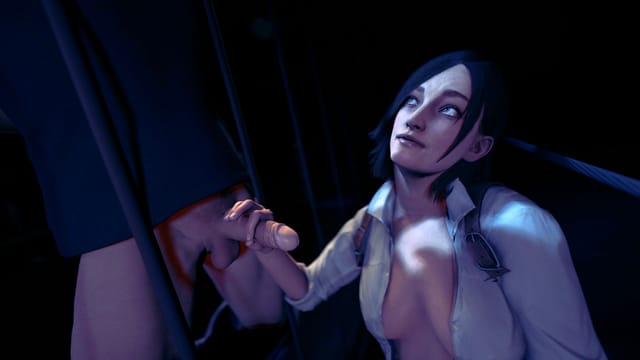 Juli Kidman performs a handjob in a dark interrogation room with 4K VR POV and 180 degree hentai visuals