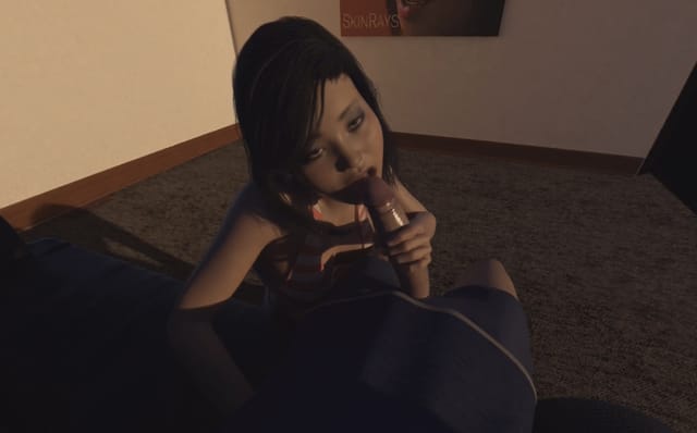 CGI fellatrix performs revenge in a 4K 180 degree VR POV scene with ray tracing and binaural sound.