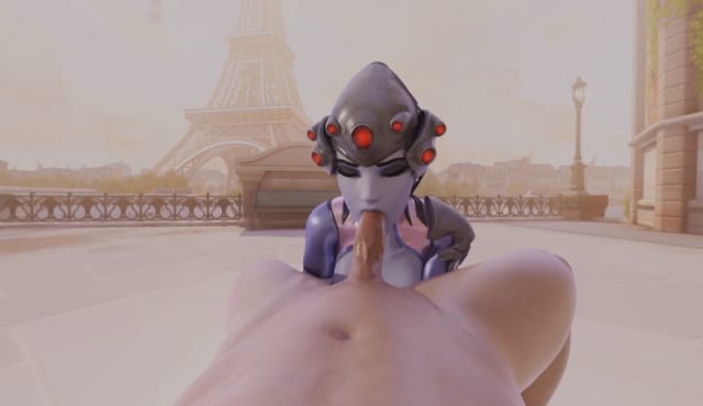 CGI Widowmaker performs a blowjob in a 180 degree VR scene by RapidBananaCannon in 4K resolution