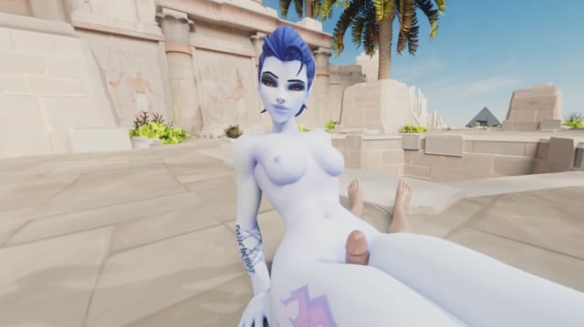 CGI Widowmaker performs a teasing thighjob in this 4K 180 degree VR parody video featuring computer generated animation.
