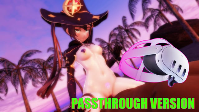 Mona rides a beach in this Genshin Impact parody filmed in 4K VR passthrough mode with 60fps motion