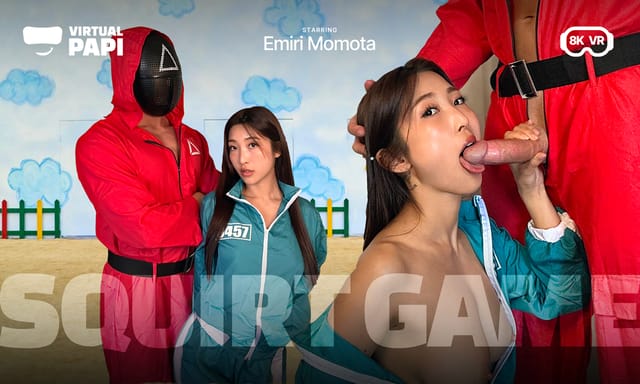 Emiri Momota wears cosplay while performing titty fuck in a VR POV scene with 4K resolution and 60 FPS frame rate.